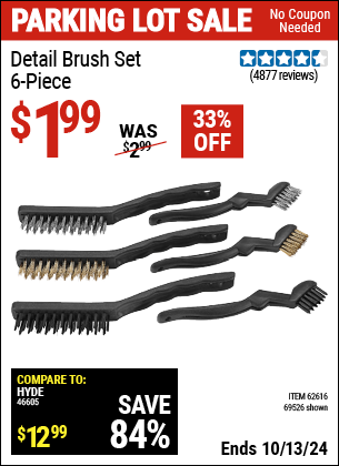 Buy the Detail BrushSet, 6 Piece (Item 69526/62616) for $1.99, valid through 10/13/2024.