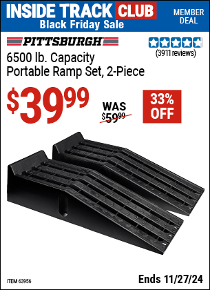 Buy the PITTSBURGH AUTOMOTIVE 6500 lb. Capacity Portable Ramp Set, 2-Piece (Item 63956) for $39.99, valid through 11/27/2024.