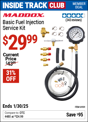 Inside Track Club members can Buy the MADDOX Basic Fuel Injection Service Kit (Item 64939) for $29.99, valid through 1/30/2025.