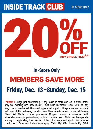 20% Off Any Single Item, valid through 12/15/2024.