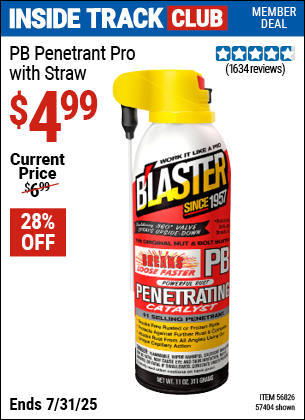 Inside Track Club members can Buy the B'LASTER PB Penetrant Pro with Straw (Item 57404/56826) for $4.99, valid through 7/31/2025.