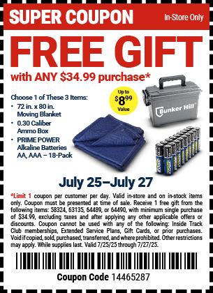 FREE GIFT With ANY $34.99 Purchase, valid through 7/27/2025.